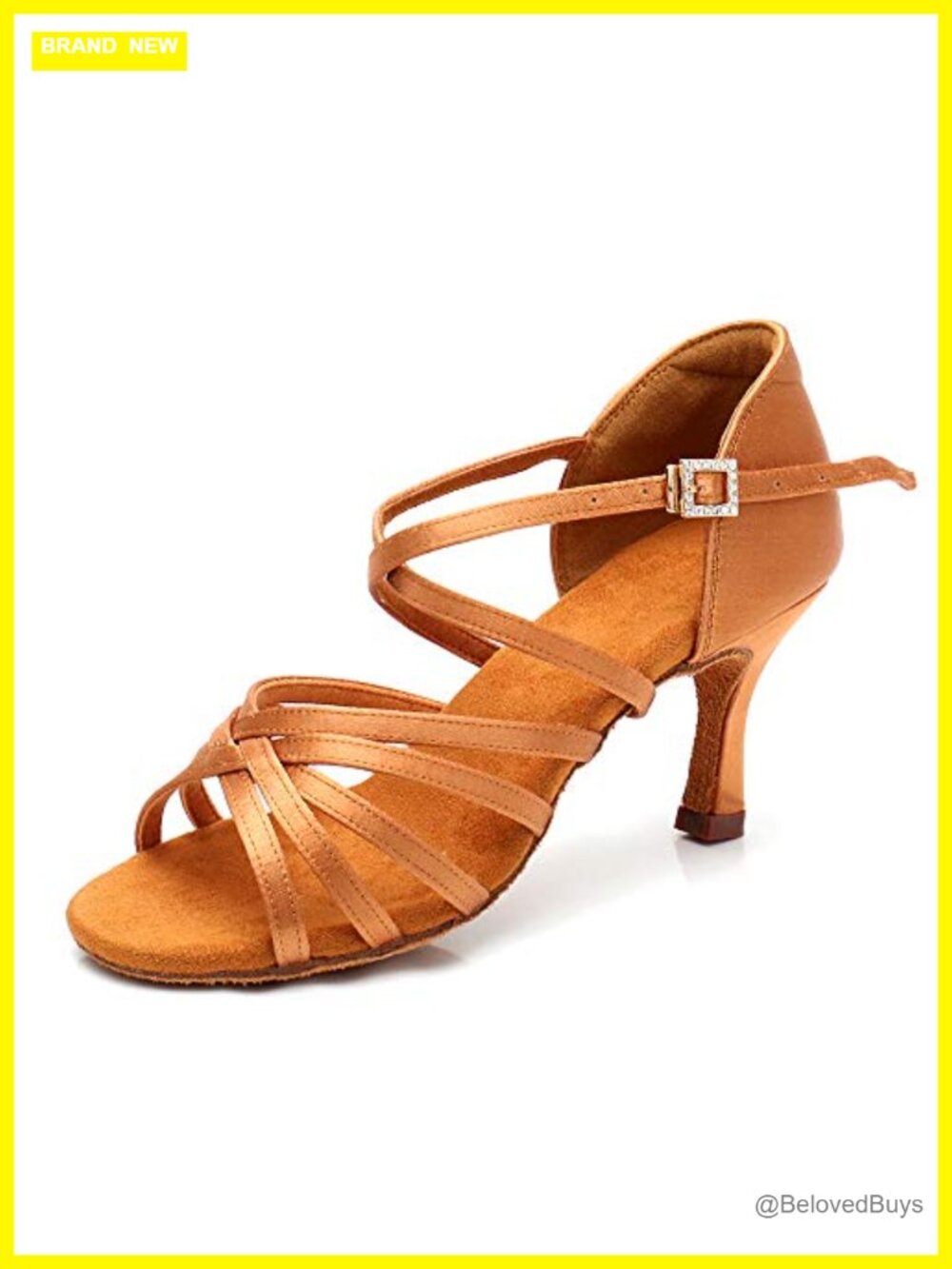 Satin Latin Dance Shoes Block Heel Ankle Strap Ballroom Salsa Practice